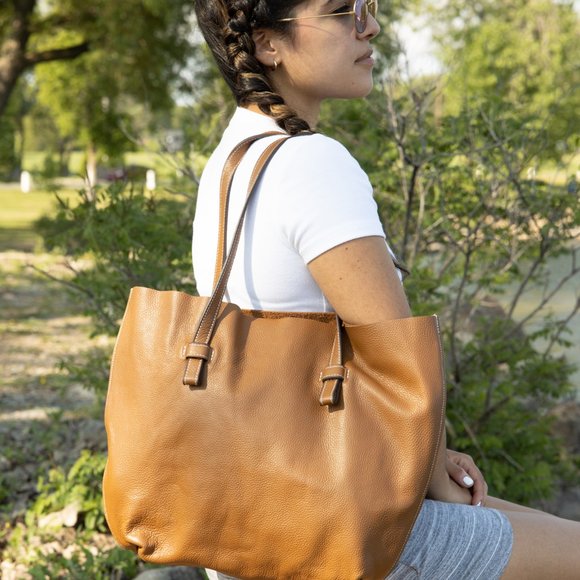 Leather Tote bag. Oversize genuine leather - Picture 16 of 16